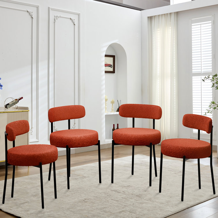 Modern Accent Chair Upholstered Dining Chairs Short Plush Fabric Armless Dining Chair With Backrest Sherpa Chair For Dining Room Kitchen Living